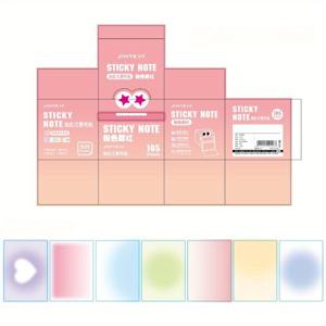 TEMU 105장/박스 그라데이션 컬러 스티커 메모, 풀탭 & 진주광택 마감의 고품질 접착 메모 패드 – 투명 시트로 메모 작성 및 사무용 문구용