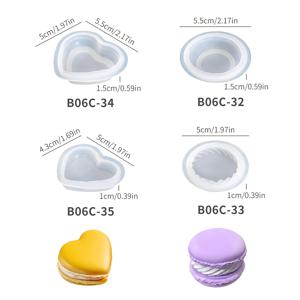 TEMU 레진 실리콘 몰드, 하트 모양 마카롱 캔들 만들기 몰드 4개 세트, 레진 공예용, 수제 캔들 몰드, 하트 모양 몰드, 원형 몰드, 장식용 몰드, 휘어지는 몰드, 수제 몰드, 수공예 DIY 애호가, 핸드메이드 아티스트용