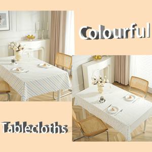 TEMU 2개 세트 멀티컬러 & 도트 테이블보 - 직사각형 일회용 플라스틱 테이블 커버, 디너 파티, 피크닉, 이스터에 적합 - 화이트 배경에 멀티컬러 & 도트 (기계제작)