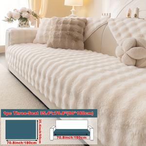 TEMU 사계절에 적합한 플러시 소파 쿠션 1개, 모던하고 간편한 디자인, 거실용 장식 등받이 커버, 미끄럼 방지 및 내구성, 세탁기 사용 가능, 반려동물 친화적, 겨울철 따뜻함 - 다운 충전재|쇼파|소파|쇼파커버