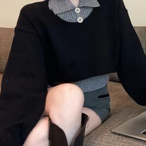 TEMU 여성 캐주얼 투피스 의상 - 회색 스웨터 & 가디건 세트, 긴소매, 라운드넥, 단색, 캐주얼 복장, 포근한 가을/겨울 의류, 캐주얼 복장 의상 | 라운드넥 스웨터 | 건축, 스웨터 세트