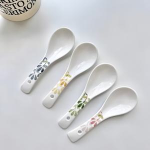 TEMU 4/8개 시즌 플로럴 세라믹 스푼 세트, 언더글레이즈 재질, 5.5인치, 수프, 죽, 식사, 우유에 적합, 다용도, 세척 용이, 식기세척기 사용 가능, 주방용품.