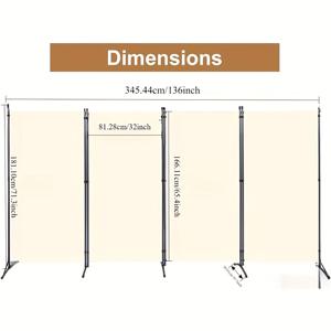 TEMU 휴대용 접이식 스탠딩 프라이버시 스크린 - 헤비듀티 금속 프레임, 홈오피스, 침실, 기숙사용 패널 - 프리스탠딩 파티션 스크린