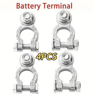 TEMU 12V / 24V 자동차 배터리 터미널 4개 세트, 배터리 터미널 커넥터, 헤비 듀티 양극 및 음극 자동차 배터리 포스트 터미널 커넥터, 트랙터, 보트, 트럭 및 RV와 호환 (4개/세트)