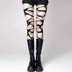 TEMU 여성용 엣지 펑크 고딕 Y2K 피쉬넛 스타킹 - 얇은 블랙 앤틱 훅 펜트레이션 디자인과 기하학적 패턴이 특징이며, 손세탁만 가능합니다. 내구성이 뛰어난 원단으로 대담한 패션 스타일을 연출할 수 있습니다.