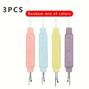 TEMU 1/2/3개 듀얼용 실꿰기 및 풀기 도구, 휴대용 재봉틀 도구, 실 커터, 단추구멍 오프너, 컬러풀 실꿰기 도구, 끈 당기기, 노인 실꿰기 보조 도구