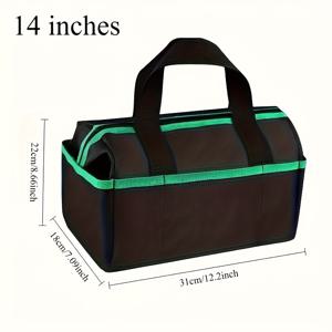 TEMU 튼튼한 14인치 휴대용 다용도 공구 보관 가방 (다양한 포켓 & 섹션 포함) - 목수, 전기 기술자, 목공자 및 배관공을 위한 어깨 스트랩 & 휴대가 편리한 손잡이