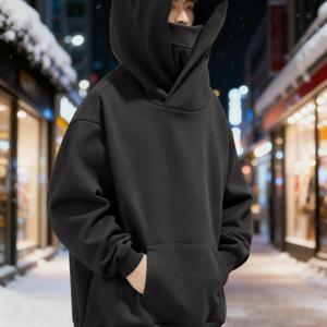 TEMU 남성 캐주얼 패션 아웃도어 스포츠 휴가 편안한 플리스 따뜻한 후드 스카프 하이넥 스웨트셔츠|스카프