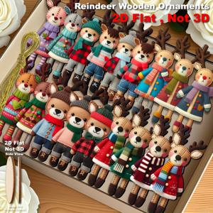 TEMU 18개입 크리스마스 사슴 나무 장식 | 발렌타인데이, 홈 데코, 크리스마스 파티 용품을 위한 튼튼한 크리스마스 트리 장식 (로프 포함)