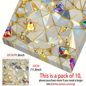 TEMU 2D 평면 골드 반사 미러 바닥 스티커 10개입, 11.81X11.81인치 자가 점착 PVC 바닥 장식 스티커, 가정 침실, 거실 및 주방 장식에 적합 - 필앤스틱 디자인으로 스타일리시한 바닥 덮개를 만듭니다.