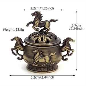TEMU 1개 말년 향로, 정교한 사자년 조각 합금 버너, 말년 생일 선물 홈 퉁수 부자 유도 장식 예술 작품, 일상 향 및 장식 겸용 공예, 아연 합금 재질 내열성 D