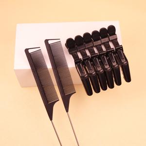 TEMU 8개 세트 악어 클립 빗, 헤어 염색 스타일링용 심플 웨이브 빗, 단색 클립 디바이더, 헤어 빗, 티징 브러시, 엣지 브러시, 마우스테일 빗, 뷰티 및 헤어 스타일링 도구