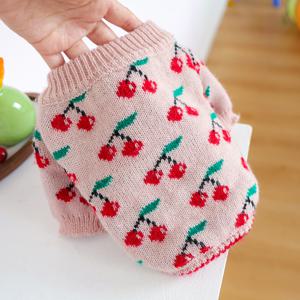 TEMU 고양이와 강아지를 위한 펫 스웨터, 자카드 체리 패턴 니트 풀오버, 가을 겨울용 따뜻한 신축성 니트 의류, 겨울용 따뜻한 풀오버 스타일