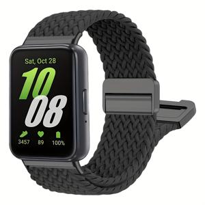 TEMU 삼성 갤럭시 피트 3 남녀 공용으로 적합한 마그네틱 브레이드 나일론 밴드, 부드럽고 신축성 있는 조절 가능한 손목 스트랩 특징