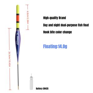 TEMU 물고기가 물고기를 물어 뜯을 때 색상이 변하는 전자 LED 낚시 부유체, CR425 배터리 1개 포함, 야간 낚시 적합, 향상된 가시성을 위한 3단계 구조, 배터리 전원