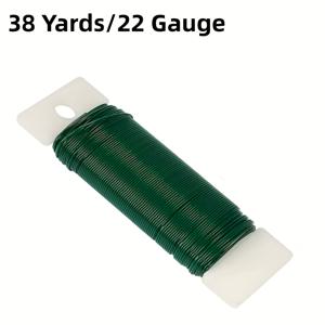 TEMU 38야드(38m) 스풀 22게이지 그린 브레이디드 와이어 - 웨딩 부케, 가랜드, 플라워 어레인지먼트용 유연한 플로럴 와이어 - DIY 공예, 수제 리본 & 리스용 헤비듀티 크래프팅 와이어 - 플라워 숍 & 웨딩 호환