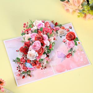 TEMU 1 장미 3D 카드, 생일 선물 