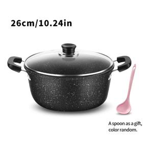 TEMU 대용량 스프 냄비 | 튀김 방지 및 오염 방지, 뚜껑 및 랜덤 색상 스푼 포함, 레스토랑에서 가정까지 다양한 요리 시나리오에 적합, ZUEE 합성 소재
