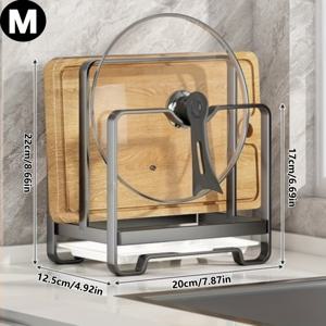 TEMU 다기능 헤비듀티 주방 냄비 뚜껑 거치대 및 도마 - 미끄럼 방지 베이스, 튼튼한 금속 구조, 주방 카운터탑, 캐비닛 또는 창턱용 공간 절약형 주방 정리대 - 현대적인 주방 보관대, 식기 건조대, 냄비, 팬, 뚜껑 및 도마용 - 가정 및 전문 주방 사용에 적합, 컴팩트한 디자인,작은 공간 생활|식기건조대