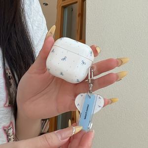 TEMU Apple AirPods Pro 3/2/4/3/2용 작은 산뜻한 물방울 무늬 보우 타이 + 걸이형 이어버드 케이스, 패셔너블 여성용 이어버드 케이스, 디자인, 스크래치 방지, 내구성 좋은 플라스틱, 이어버드 케이스 | 물방울 무늬 디자인 | 스크래치 방지 케이스, 이어버드 케이스