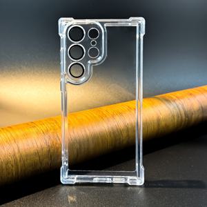TEMU 휴대폰 케이스 - 고급 사각형 쿠션 HD 투명 충격 방지 케이스, 삼성 Galaxy S25 S24 S23 S22 Ultra Plus FE 호환, 유리 렌즈 보호, 소프트 범퍼 및 하드 아크릴 투명 백 커버