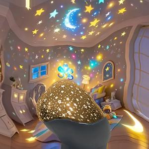 TEMU 2025년형 새로운 자동 회전 별과 달 프로젝터 무드등, 휴대용 및 컴팩트, 별이 빛나는 하늘 달 램프, RGB 멀티 컬러 모드, 로맨틱 별이 빛나는 하늘 장식 조명, 독특한 침실 파티 장식, 거실, 침대 옆 분위기 연출, USB 전원