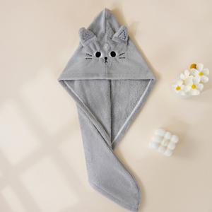 TEMU 여성용 고양이 눈 모양 헤어 타월 모자 - 발바닥 & 코 디자인 - 부드러운 코랄 컬러, 목욕 및 수영 후 젖은 머리용 - 귀여운 실용적 수영 후 헤어 드라이어 액세서리