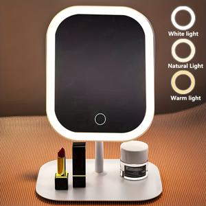 TEMU 3가지 조명 모드를 갖춘 휴대용 스마트 메이크업 거울. 터치업 조명 및 화장대 조명에 이상적입니다. 이 충전식 거울은 오래 지속되는 배터리 수명으로, , 아내를 위한 완벽한 선물입니다.