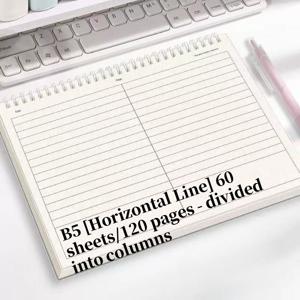 TEMU B5 스파이럴 문구 노트 - 심플한 디자인, 가로형 레이아웃, 60매/120페이지, 노트, 다이어리, 사무실, 학교 또는 프레젠테이션용 평면 스파이럴 제본 - 플래너에 적합 - 데일리 카리 오퍼레이터, 학교 노트북