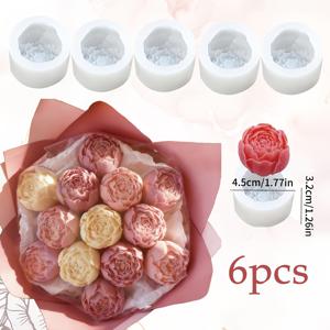 TEMU 6개입 리얼리스틱 장미꽃 몰드 - DIY 캔들, 비누, 레진 & 클레이 공예용 재사용 가능 실리콘 몰드 - 세부 꽃잎, 수술 & 잎 질감으로 쉬운 탈형 - 웨딩, 발렌타인데이, 크리스마스 선물용 수제 장식
