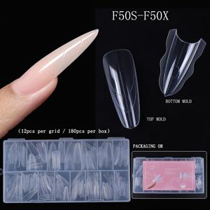 TEMU 1박스 레이어드 네일 연장 몰드, 180개, 양면 몰드, 긴 사다리꼴 및 아몬드형 네일 몰드, 전문가용 네일 연장 도구 세트, 재사용 가능, 살론 등급 네일 아트 도구, 네일 아트 애호가를 위한 네일 용품