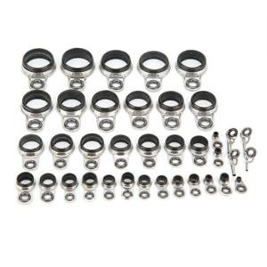 TEMU 37개 스테인리스 스틸 낚싯대 가이드 | 튼튼한 은색 상단 팁 링, 다양한 크기, 수리용 낚싯대 아이 링