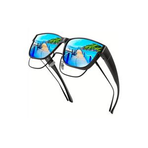 TEMU 안경 위에 착용 가능한 남녀공용 자외선 차단 편광 선글라스[아이스 블루]