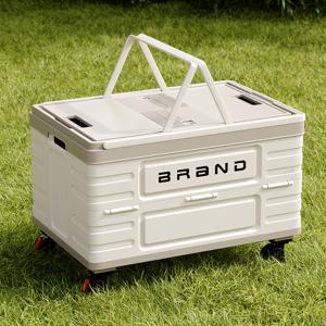 TEMU 1pc 대용량 접이식 자동차 보관함-다기능 옷, 캠핑 필수품 정리함,360° 회전바퀴 & 손잡이 포함-내구성 플라스틱 캠핑용 휴대용 상자,공간 절약형 디자인야외 수납 박스/캐비닛/랙