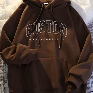 TEMU 후드 스웨트셔츠 캐주얼 보스턴