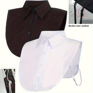 TEMU 슬리브리스 탈부착 인조 칼라 조각이 있는 우아한 하프 칼라 셔츠, 레이어드 섬유 셔츠 삽입재로 제작, 세탁기 사용 가능 – 남녀 모두에게 적합한 인조 셔츠 칼라