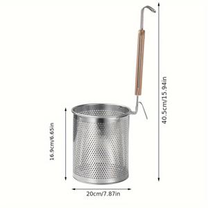 TEMU 1pc, 스테인리스 스틸 파스타 바스켓 손잡이 포함 - 스파게티와 국수를 데치고, 긴장을 풀고, 서빙하기에 완벽한 주방 액세서리