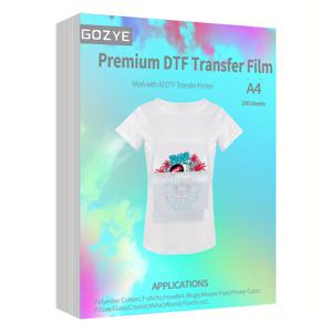 TEMU GOZYE DTF 전달 필름 - /100장 A4 매트 PET 열 전달 종이, 티셔츠 텍스틸용 직접 필름 인쇄용 - 크기: A4