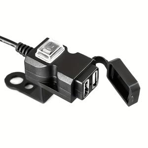 TEMU 1pc 핸들바 이중 USB 충전기 미러 마운트 및 스위치 포함 - 모든 휴대폰 모델에 적합한 12V-24V 전원 콘센트