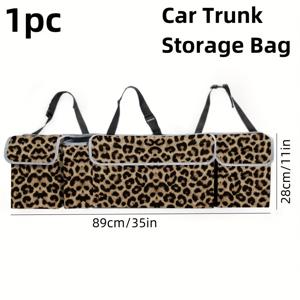 TEMU 크리에이티브 프린트 트렁크 정리백, SUV 시트백 걸이형 수납백, 옥스포드 원단 다기능 차량 수납백, 메쉬 네트 걸이형 정리함