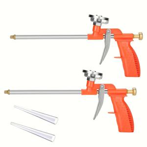 TEMU 2pcs 폼 건 세트 - 빨간 트리거가 있는 인간 중심 PU 폼 퍼져, 밀봉, 채우기, DIY 및 전문 프로젝트에 이상적, 내구성이 뛰어난 폴리에스터 구조, 사용하기 쉬운 접착식 마운팅, 캑킹 건 액세서리