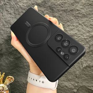 TEMU 폰 케이스: 갤럭시 S23 S22 S21 S20 울트라 / S23 S22 S21 S20 플러스 / S23 S22 S21 S20 FE용 자기식 무선 충전 도금 투명 케이스, 충격 방지 커버