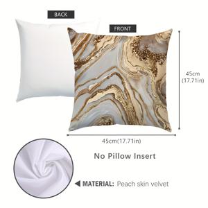 TEMU 1개 45x45cm 골든 마블 프린트 피치 스킨 베개커버, 차량 쿠션 커버, 소파 침대 던지기 베개 커버, 지퍼 클로저 전통 침대커버, 세탁기 사용 가능 단면 골든 마블 홈 데코용 (내부 충전재 없음)