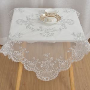 TEMU 집과 휴일을 위한 로프 자수가 있는 기계짠 꽃 자수 폴리에스터 테이블보 1개
