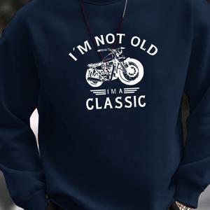 TEMU 패션 트렌디 빈티지 모터사이클 레터 남성 패션 프린트 캐주얼 스포츠 다용도 크루넥 스웨트셔츠, 블랙, 네이비 블루, 그레이, 버건디