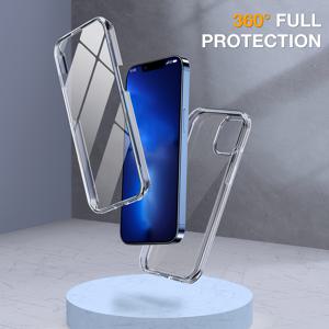TEMU 휴대폰 케이스 - 아이폰 16 Pro Max, 16E, SE2, SE3, 12, 13 Mini, 11 Pro, X, XS, 14, 15 Pro Max, XR, 8, 7, 그리고 16 Plus용 360° 전면 투명 듀얼 레이어 휴대폰 케이스, 풀 보호 기능 및 부드러운 스크린 보호 필름 제공.