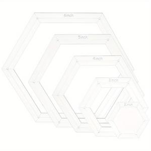 TEMU 6각 퀼팅 템플릿 5개 세트, 3.5mm 접합 허용 범위가 있는 5가지 크기로 재단기용 아크릴 자, 수제 프로젝트에 적합한 투명 패치워크 재단 도구