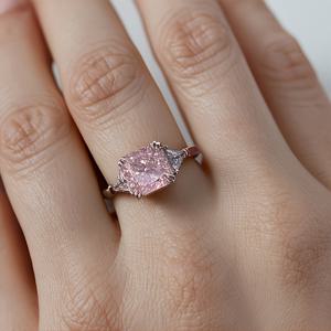 TEMU 럭셔리 실버 도금 약혼반지 - 3캐럿 핑크 CZ와 반짝이는 , 결혼 기념일 선물, 웨딩 링, 프로미스 링, 패션 주얼리