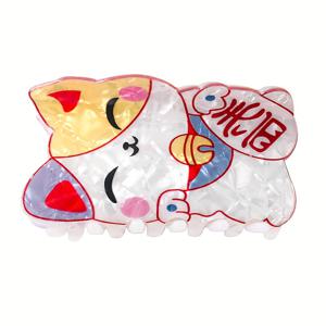 TEMU 귀여운 만화 고양이 머리핀 - 여성용 귀여운 아크릴 상어 클립, 중간 사이즈, 동물 디자인.