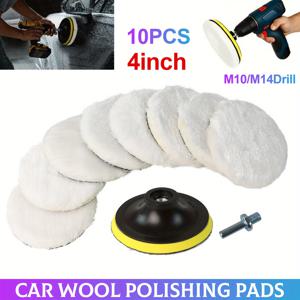 TEMU M10/M14 드릴용 10개 세트의 차량 광택, 왁스, 버프 휠 패드 - 3/4/5/6/7인치, 거실, 침실, 화장실, 주방, 차량용 플라스틱 홈 청소 스펀지